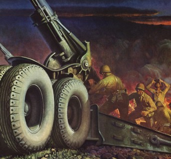 Soldiers man Cannon.