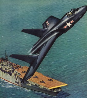 Tailless Chance Vought F7U Cutlass Jet.