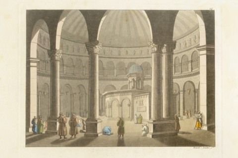 Dominic Landini and Brown Cravings. 19th Century Engraving. the Holy Tomb. Jerusalem. Israel