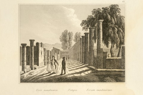 19th Century Engraving. Kingdom of Naples. Pompeii Foro Nundinario. Pompeii. Campania. Italy