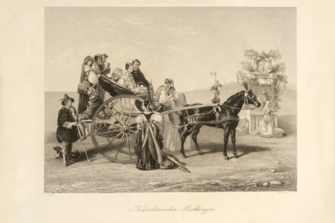 W. French. 19th Century Engraving. Neapolitanischer Miethnagen. Naples. Campania. Italy