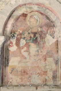 Fresco with Madonna with Child. Madonna Manù. Lapedona. Marche. Italy