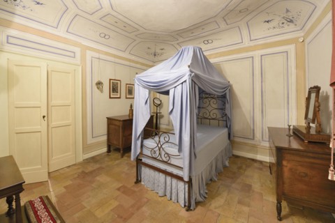 Bedroom. House Museum Gaspare Spontini. Majolica Spontini. Marche. Italy