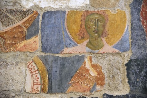 Lecce, township of Casalabate (Italy, Puglia, province of Lecce) abbey of Santa Maria di Cerrate, the church, interior, frescoes (XIII-XIV century)
