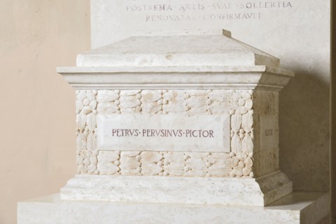 Perugia (Italy, Umbria, province of Perugia), Fontignano district, Church of the Annunziata. Tomb of Perugino (monument inaugurated in 1940)