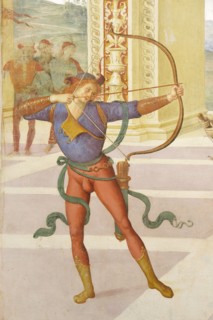 Panicale (Italy, Umbria, province of Perugia), Church of San Sebastiano. Perugino, Martyrdom of San Sebastiano, fresco, 1505. Detail