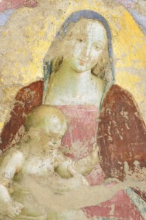 Panicale (Italy, Umbria, province of Perugia), Church of San Sebastiano. Madonna and Child, Musician Angels and Saints Augustine and Mary Magdalene, attribution to Raffaello Sanzio, fresco, around 150...