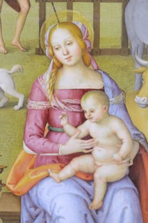 Città della Pieve (Italy, Umbria, province of Perugia), Oratory of Santa Maria dei Bianchi, Perugino, Adoration of the Magi, fresco dimensions 700x650 cm, dating 1504. Detail