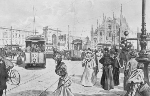 italie, milan, piazza duomo, 1837