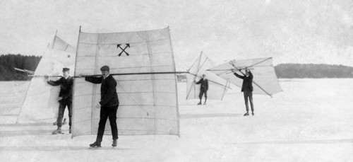 ice skating with sail, 1900-10