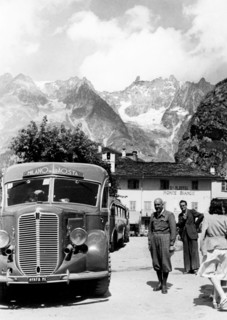 italy, valle d'aosta, coach connecting aosta to milan, 1930-1940