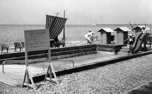 Italy, amusement park for children on the beach, 1933