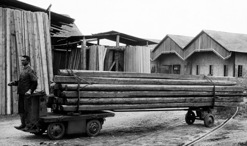 truck carrying wood, 1910-1920