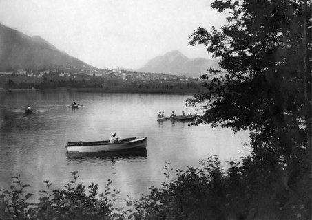 italy, trentino alto adige, valsugana, lake of levico, 1930-1940