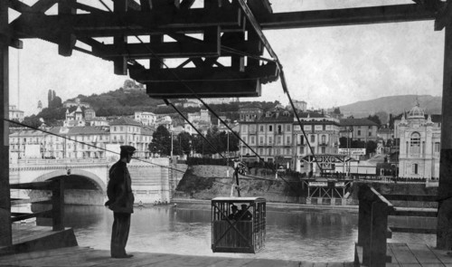 italy, piemonte, turin, to-and-fro funicular, 1900-1910