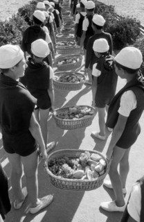 italy, summer camp, snack time, 1940-50