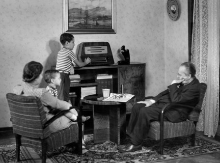 radio, famille, 1950
