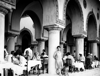 grèce, dodécanèse, rhodes, terrasse de l'hôtel des roses à l'heure du thé