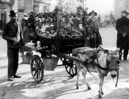vieux métiers, vendeurs d'eau sulfureuse et de citron avec chariot, 1947-1950
