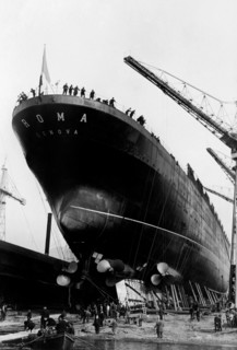 lancement du bateau à vapeur roma, 1930