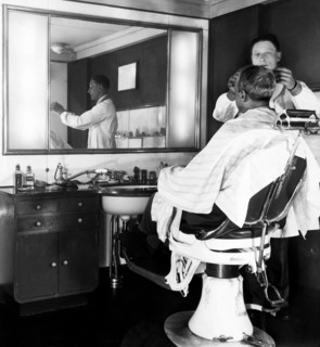 marina, bateau à moteur victoria, salon de coiffure de première classe, 1930