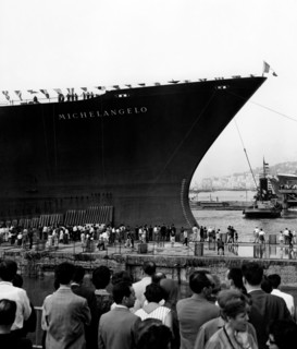 lancement du michelangelo, chantiers navals ansaldo de sestri ponente, 1963