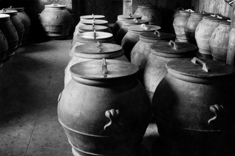 italie, toscane, castelnuovo berardenga, intérieur du moulin à huile chigi saracini, 1920 1930