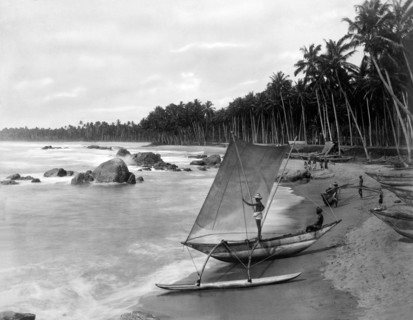 asie, sri lanka, la plage près de colombo à ceylan, 1910