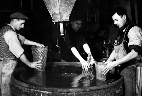 italie, veneto, travail du verre à murano, 1955
