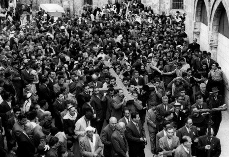 moyen-orient, israel, jerusalem, procession pendant la semaine sainte, 1956