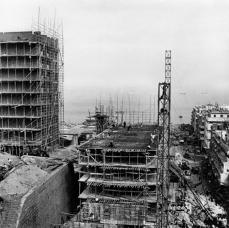 asie, chine, hong kong, chantiers d'extension de la ville, 1958