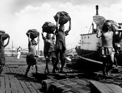 asie, inde, calcutta, débardeurs, 1964