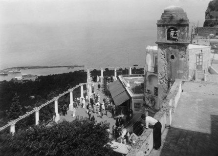 italie, campanie, île de capri, la terrasse du funiculaire, 1930 1940