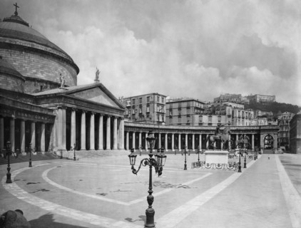 italie, campanie, naples, piazza del plebiscito et l'église de san francesco di paola, 1910