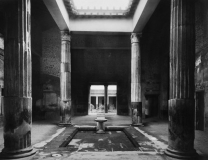 italie, campanie, pompeii, maison des noces d'argent, le péristyle, 1910