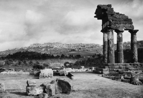 europe, italie, sicile, agrigento, vallée des temples, temple des dioscures, 1934
