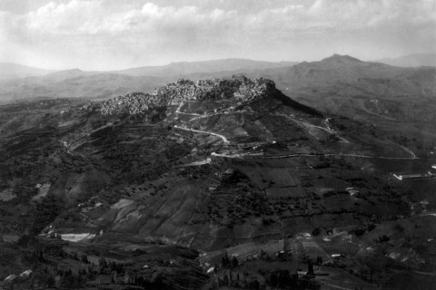 europe, italie, sicile, enna, calascibetta, vue de la ville, 1910 1920