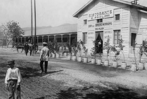 italie, sicile, messine, reconstruction du grand hôtel et du restaurant pagliari, 1910