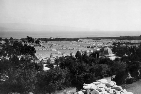 italie, sicile, messine, vue de la nouvelle ville depuis le cimetière, 1910