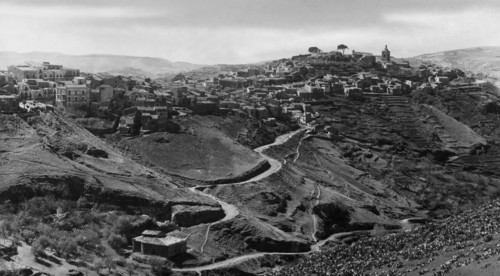 italie, sicile, vizzini, ville natale de giovanni verga, panorama, années 1940