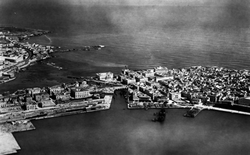 italie, sicile, vue aérienne de syracuse, 1927