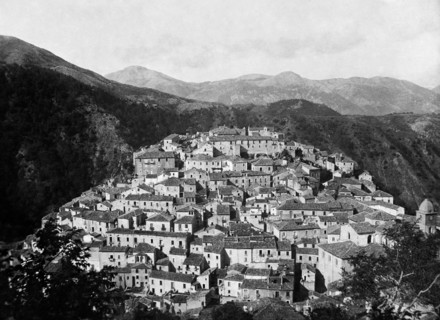 europa, italie, calabre, mormanno, panorama de la ville, 1920 1930