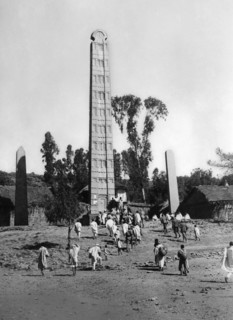 afrique, éthiopie, la stèle d'Axum, 1920-30
