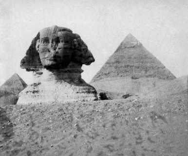 afrique, égypte, le caire, le sphinx de gizeh et la pyramide de chephren, 1910 1920