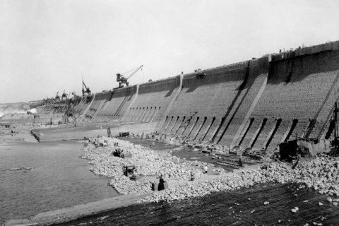 afrique, égypte, aswan, construction du barrage, 1930