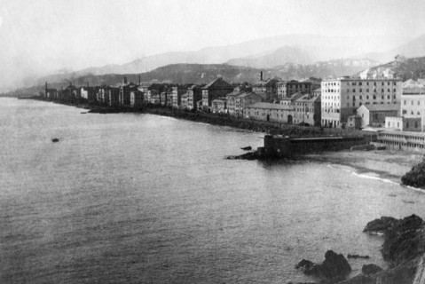 europe, italie, ligurie, sampierdarena, panorama de la côte, 1900 1911