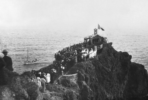 procession, église de Madonna della Punta, bonassola, ligurie, italie années 1920