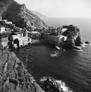 panorama, vernazza, ligurie, italie, 1955