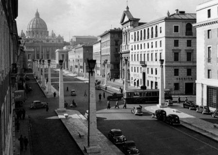 Conciliazione Street and st. peter. Rome 1958
