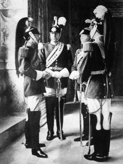 Group of noble guards in the Napoleonic uniform. Vatican city. 1801